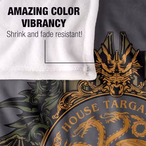Warner Bros. Game of Thrones House Targaryen Super Soft Fleece Throw Blanket, Multicolour, W: 127 cm x D: 152.4 cm – 3