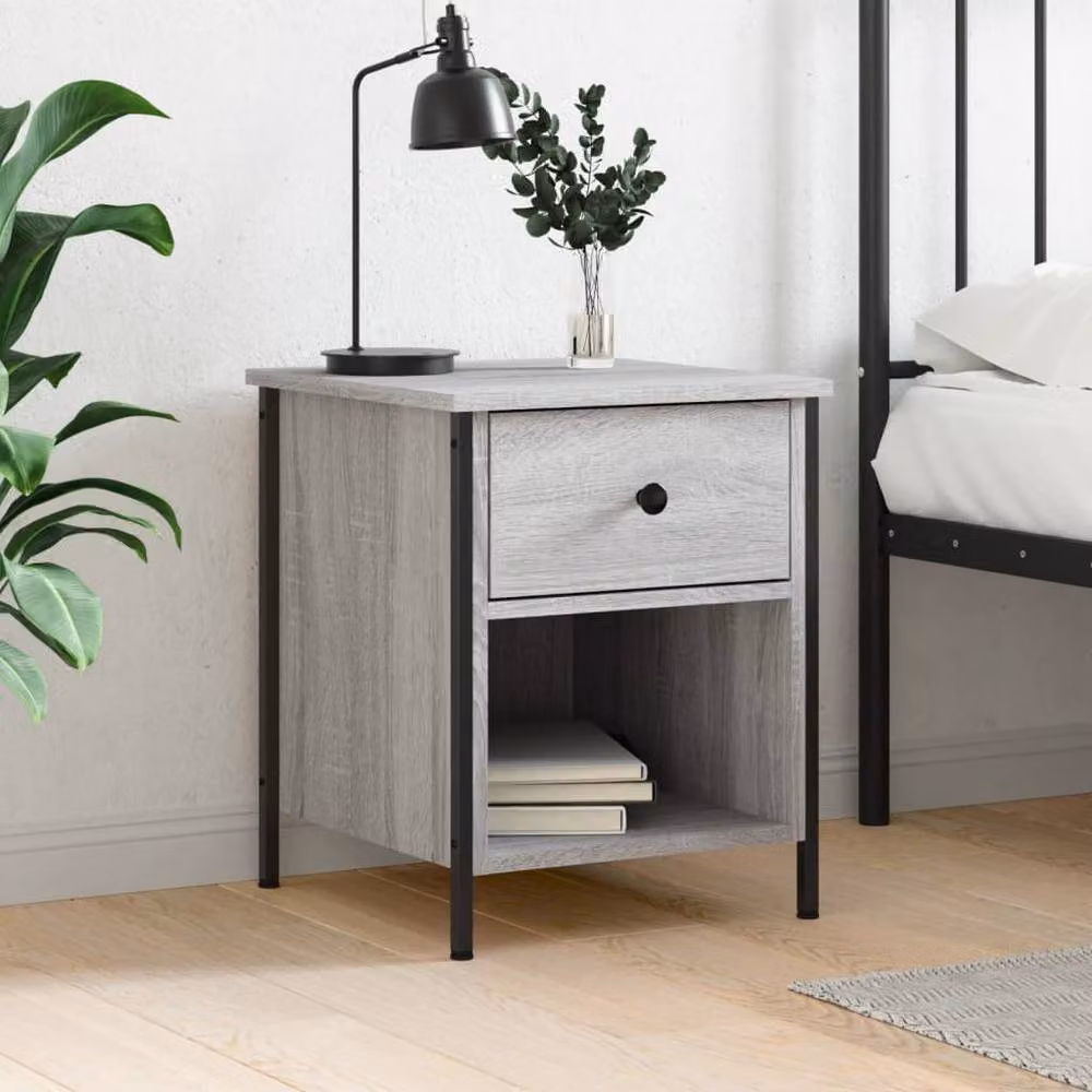 Berkfield Home Durable Bedside Cabinet in Grey Sonoma, W/D/H: 40 x 42 x 50 cm – 2