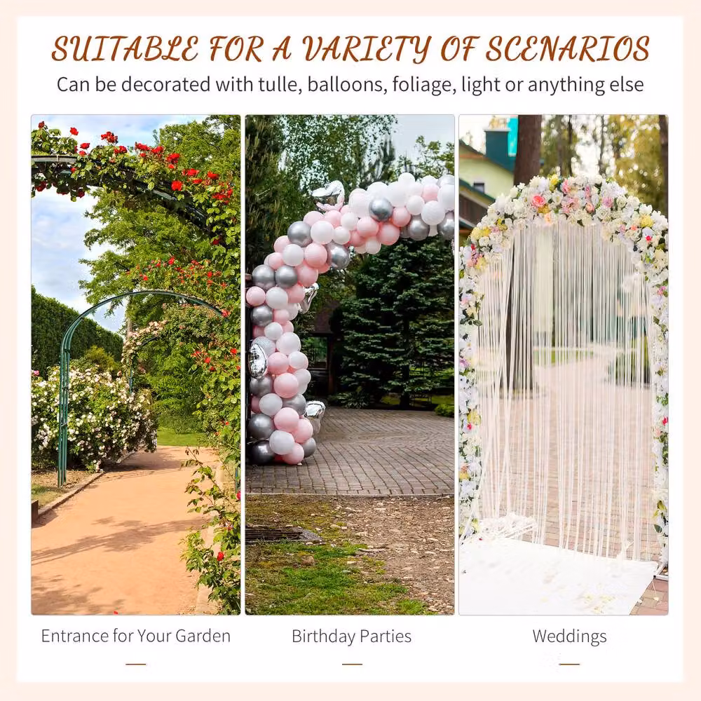 OUTSUNNY Metal Garden Arch Arbor for Climbing Plants in Grey – 3