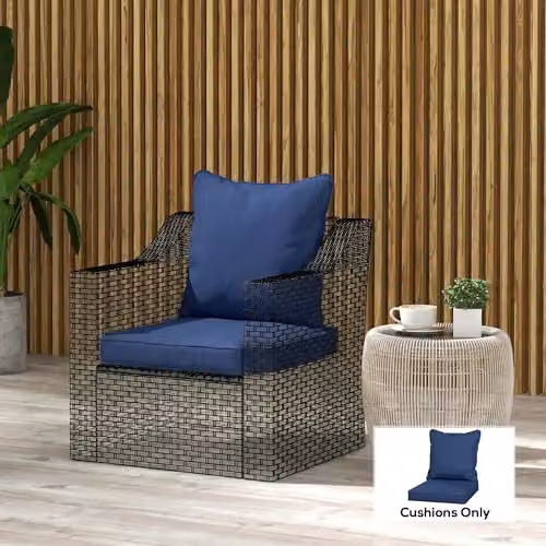 Outsunny Water Repellent Outdoor Cushion Set in Dark Blue, including 1 Seat Cushion and 1 Back Pad – 7