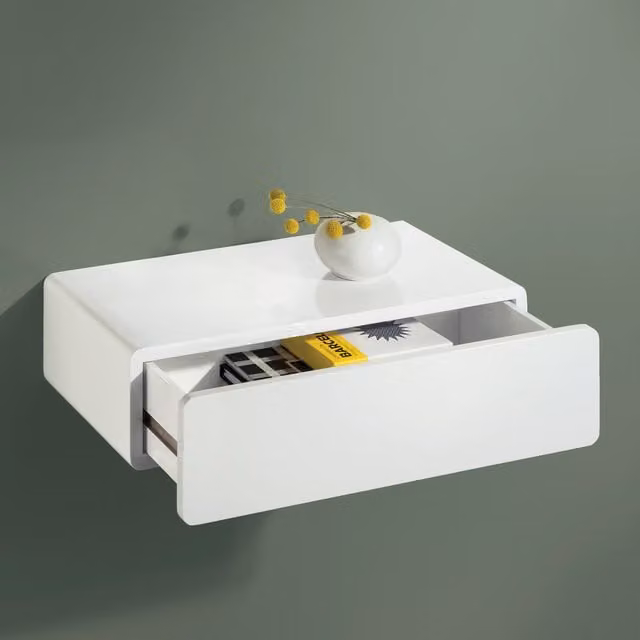 Shelf Depot White Gloss Floating Shelf with Drawer
