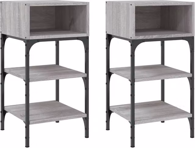 Berkfield Home Set of 2 Grey Sonoma Bedside Tables, W/D/H: 35 x 34.5 x 70 cm – 1