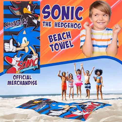 Get Trend Sonic the Hedgehog Cotton Beach Towel, Multicolour, W: 70 cm, H: 140 cm – 2