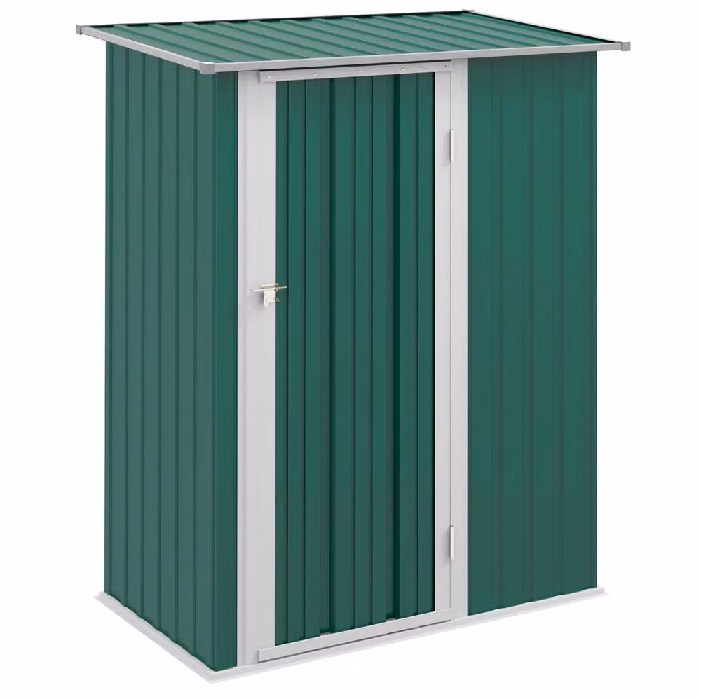 STILVORA Green Galvanised Steel Pent Garden Storage Shed with Single Hinged Door, W/D/H: 142 x 84 x 189 cm – 4