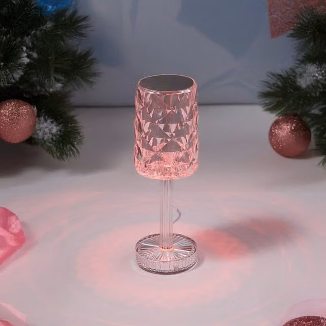 Lifeideas Rose Effect Dimmable LED Table Lamp, Transparent Pink, Height: 26 cm