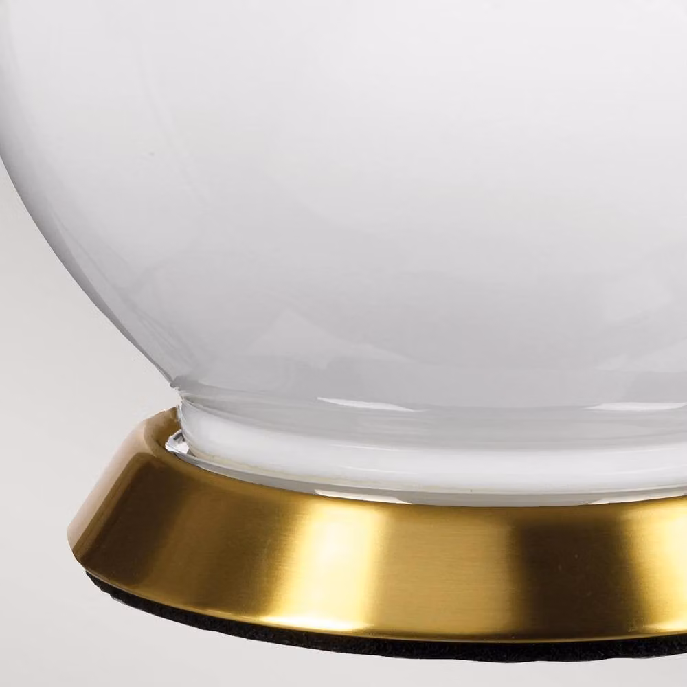 Netlighting Isla Table Lamp with Round Tapered Shade in Aged Brass, White and Purple – 3