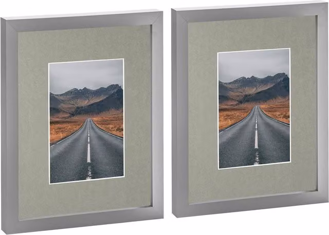 Nicola Spring Pack of 2 Rectangular Grey Photo Frames with 4x6 inch Mount, W/H: 25.4 x 20.32 cm