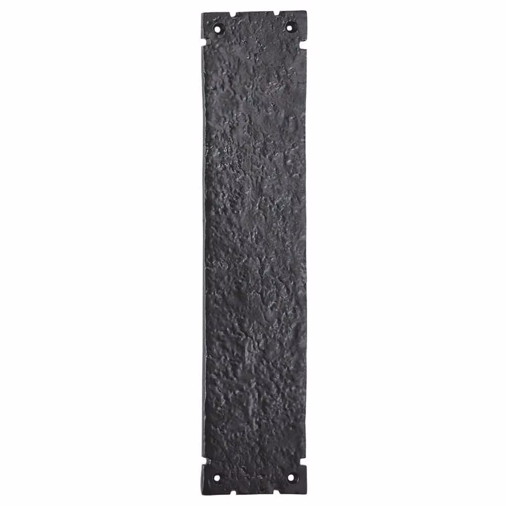 Loops 2x Traditional Forged Door Finger Plates in Black Antique Textured Finish, W: 31.5 cm, H: 6.7 cm – 2