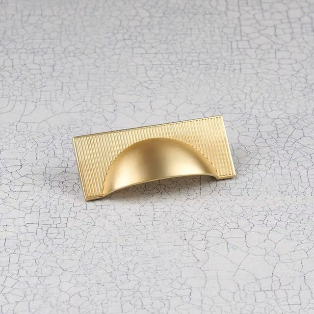 Handle & Home Ribbed Detailing Handles and Coordinating Knobs in Brushed Brass Gold Zinc