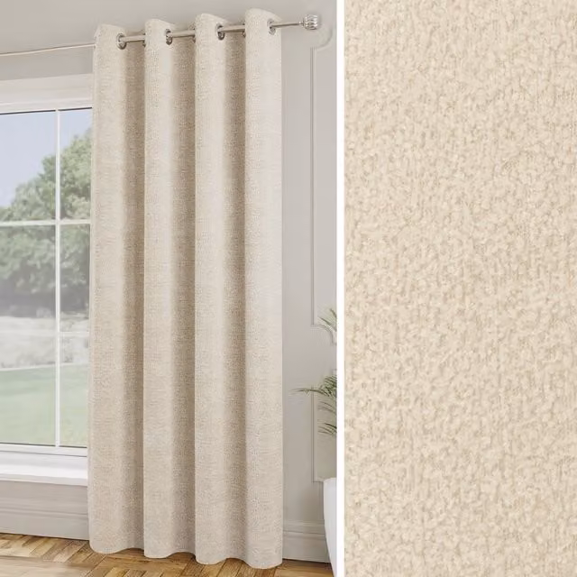 Enhanced Living Royale Cream Boucle Eyelet Thermal Room Darkening Single Door Curtain