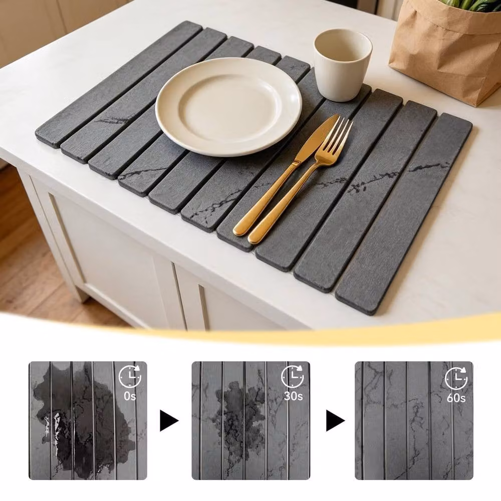 Resmo Super Absorbent Quick-Dry Non-Slip Diatomaceous Earth Drying Mat, White/Grey, W: 40 cm, D: 30 cm – 3