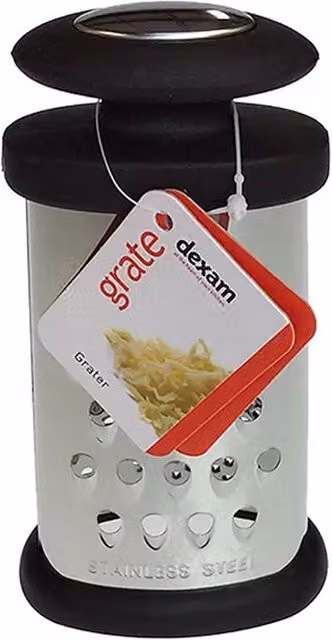 Dexam Soft Grip Oval Fine Food Grater, Stainless Steel, Silver/Multicolour, 15 cm