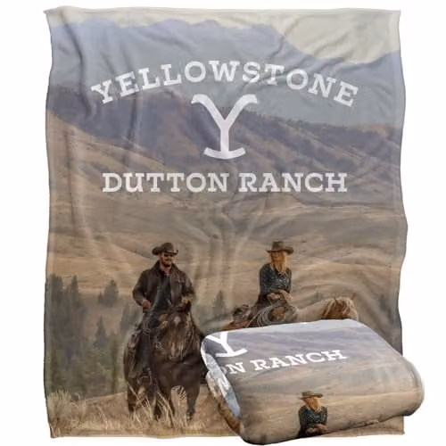 LOGOVISION Yellowstone Rip and Beth Riding Horses Super Soft Fleece Throw Blanket, White, W/D/H: 152 x 127 cm