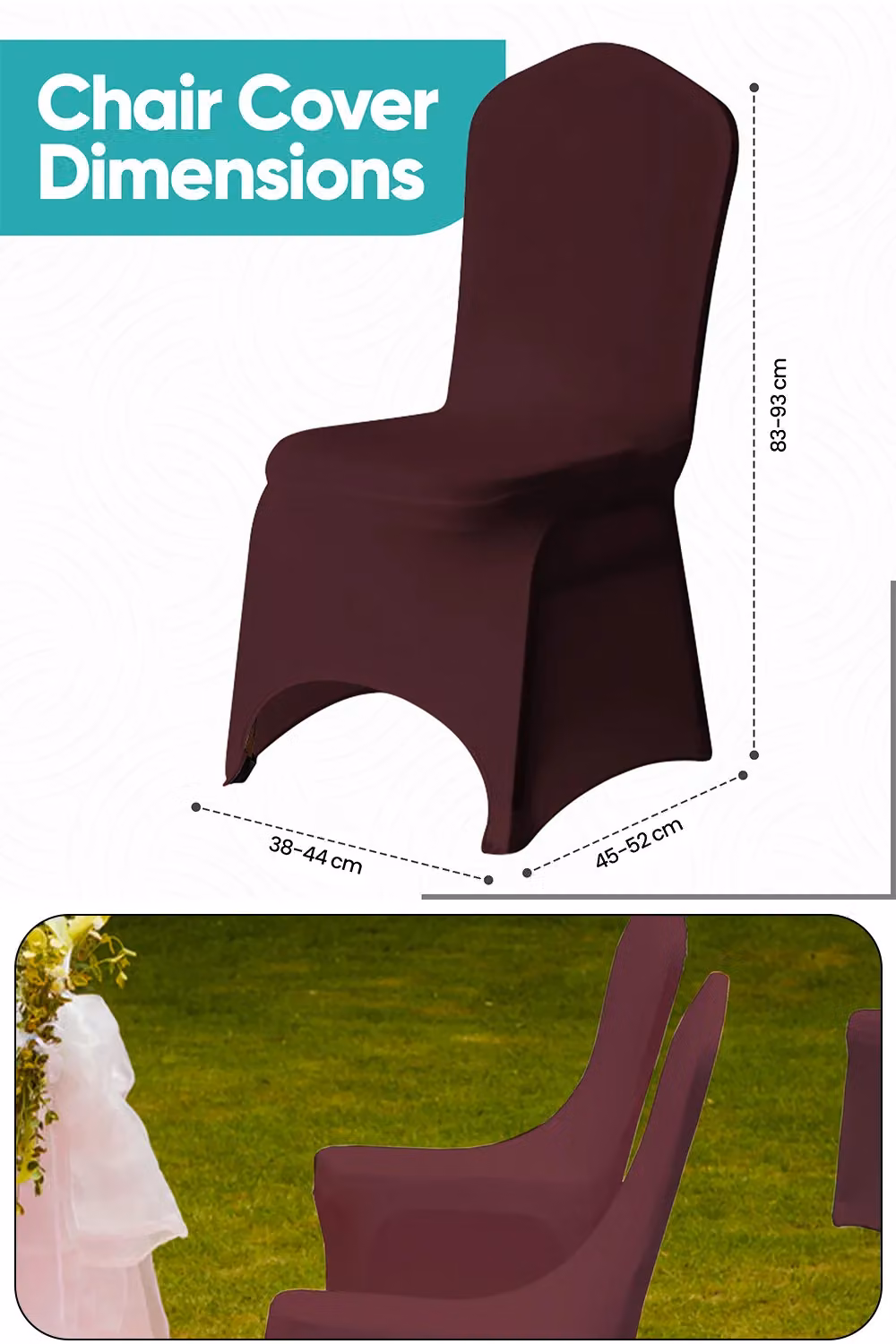 Neel Blue Burgundy Spandex Arched Front Dining Chair Slipcovers, Stretchable and Washable Fabric – 2