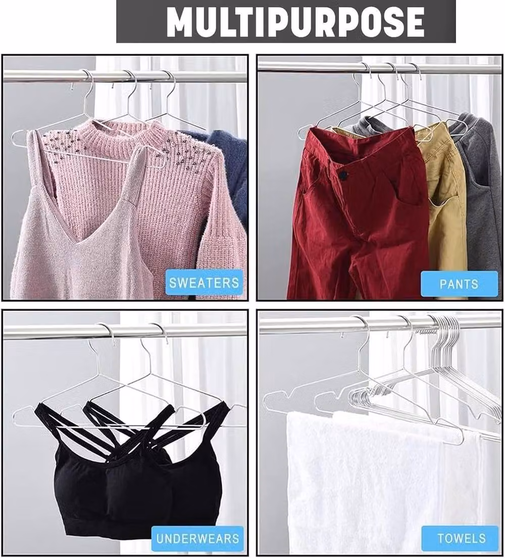 ATEK Grey Metal Heavy Duty Non-Slip Rubber Coated Clothes Hangers, 60 Pack – 6