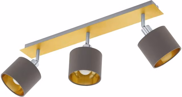 Loops Flush Ceiling Light in Brushed Brass with Cappuccino Fabric Shade, E14