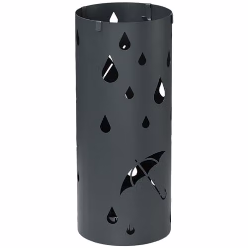 HOMCOM Metal Umbrella Stand with Removable Tray in Grey – 1