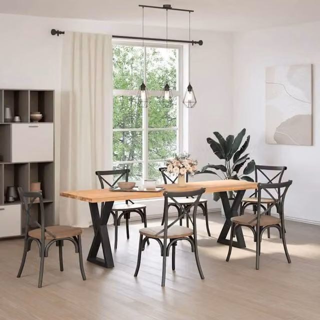 Berkfield Home Modern Dining Table Legs, 2 Piece Set, Black Matt Steel, H: 72-73.3 cm x W: 50 cm