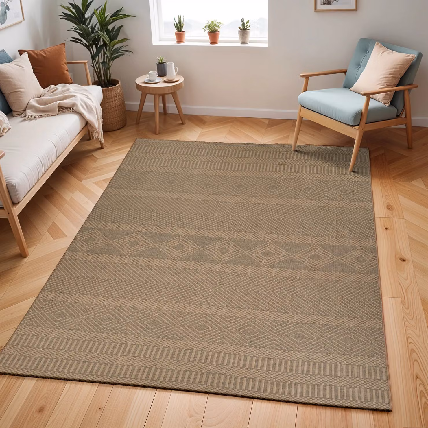 Livabliss Modern Beige Jute Rectangular Rug, W: 155 cm, L: 220 cm – 3