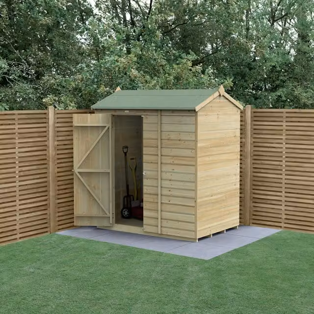 Beckwood 6x4 Reverse Apex Wooden Garden Shed in Green and Brown