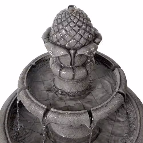 Teamson Home Two-Tier Cascade Birdbath Outdoor Garden Fountain, Grey, Height: 99 cm – 4