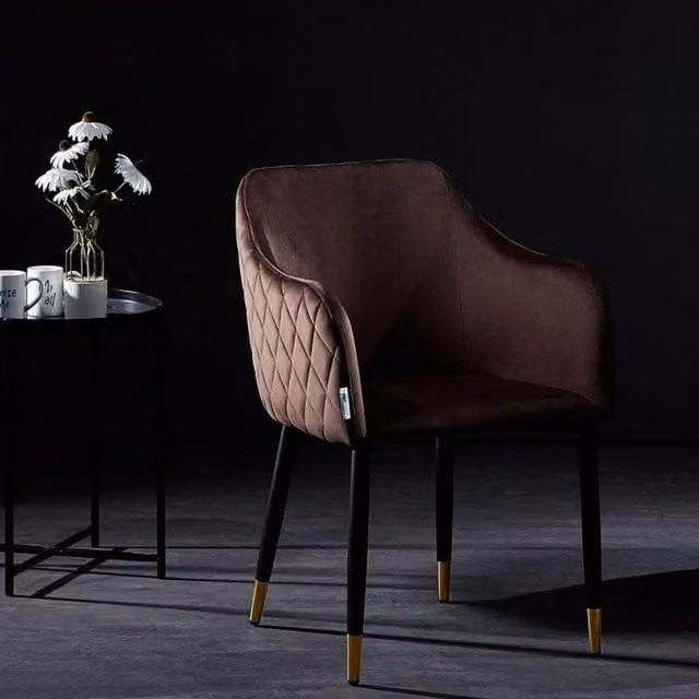 Life Interiors Verona Velvet Dining Chairs Set of 4, Brown and Gold