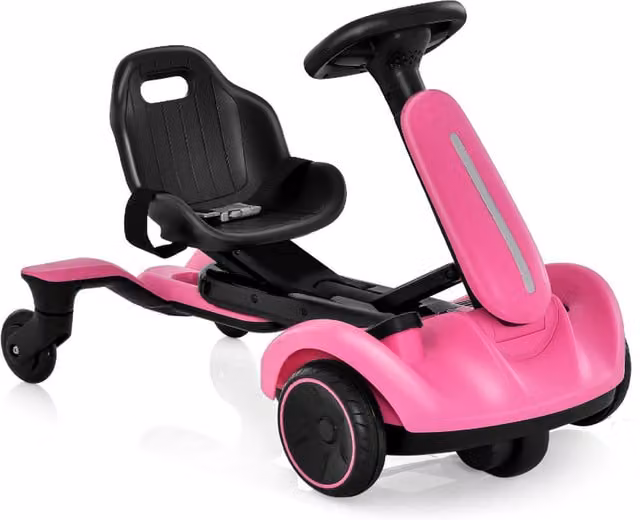 Costway Electric Ride on Drift Car with Light and Sound Effects, Pink