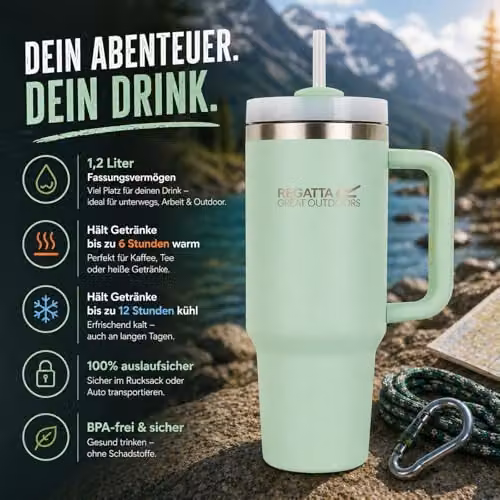 Regatta Thermulate Insulated Water Bottle with Carry Handle, 1.2 l, Green – 2