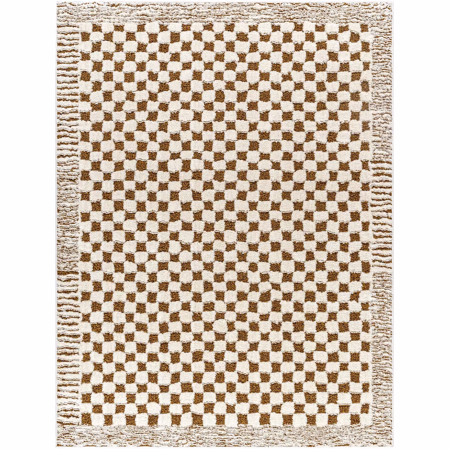 Livabliss Freud Modern High Pile Checkerboard Living and Dining Rug in Black and Brown, W: 200 cm, D: 275 cm – 2