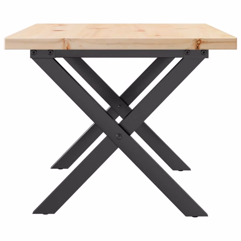 Berkfield Home X-Frame Coffee Table in Brown Solid Pine and Steel, W: 80 cm, D: 50 cm, H: 40.5 cm – 3