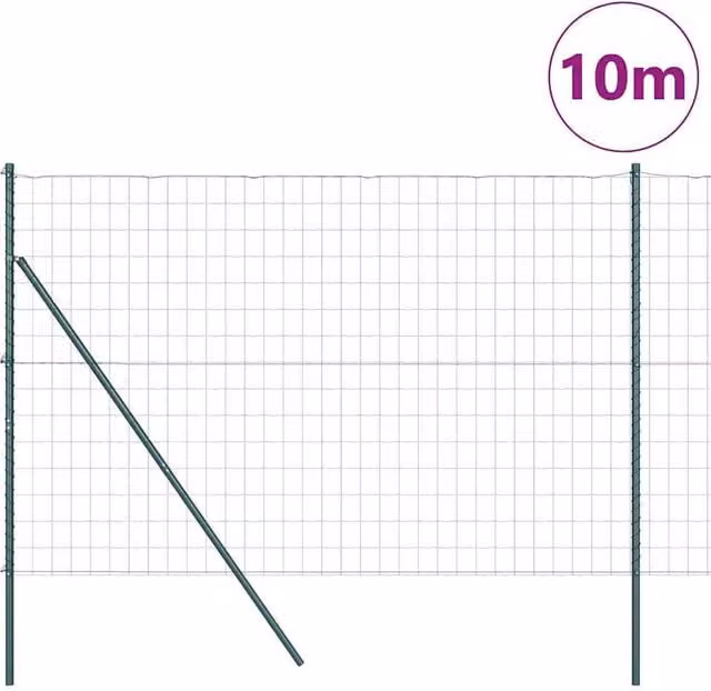 Berkfield Home Green Euro Fence with 7 Posts, Galvanised Steel, 1.6 x 10 m – 1