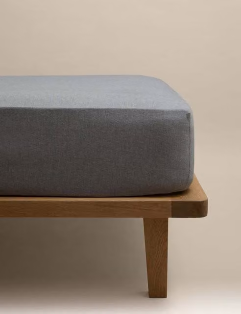 M&S Grey Marl Brushed Cotton Flannel Fitted Sheet W/D/H: 140 x 200 x 30 cm