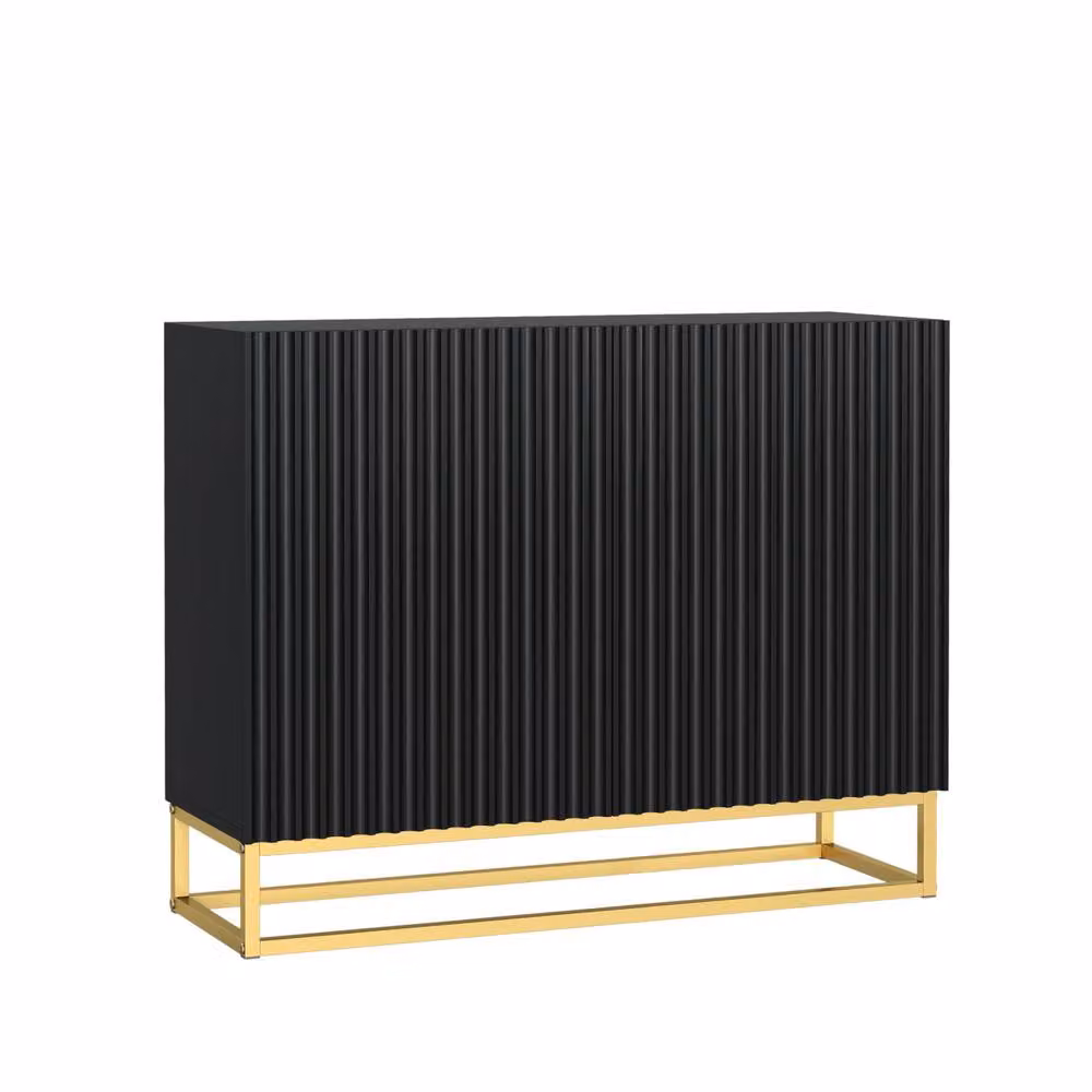 Creative Furniture Ripple Sideboard in Black and Gold, Modern Fluted Design, W/D/H: 100 x 35 x 80 cm – 3