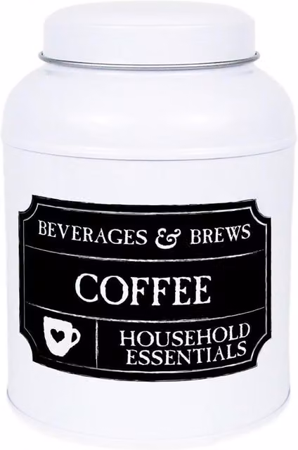 Purely Home Decaf Tea Canister, Black Chalkboard-Style Small Domed Metal Kitchen Storage Tin