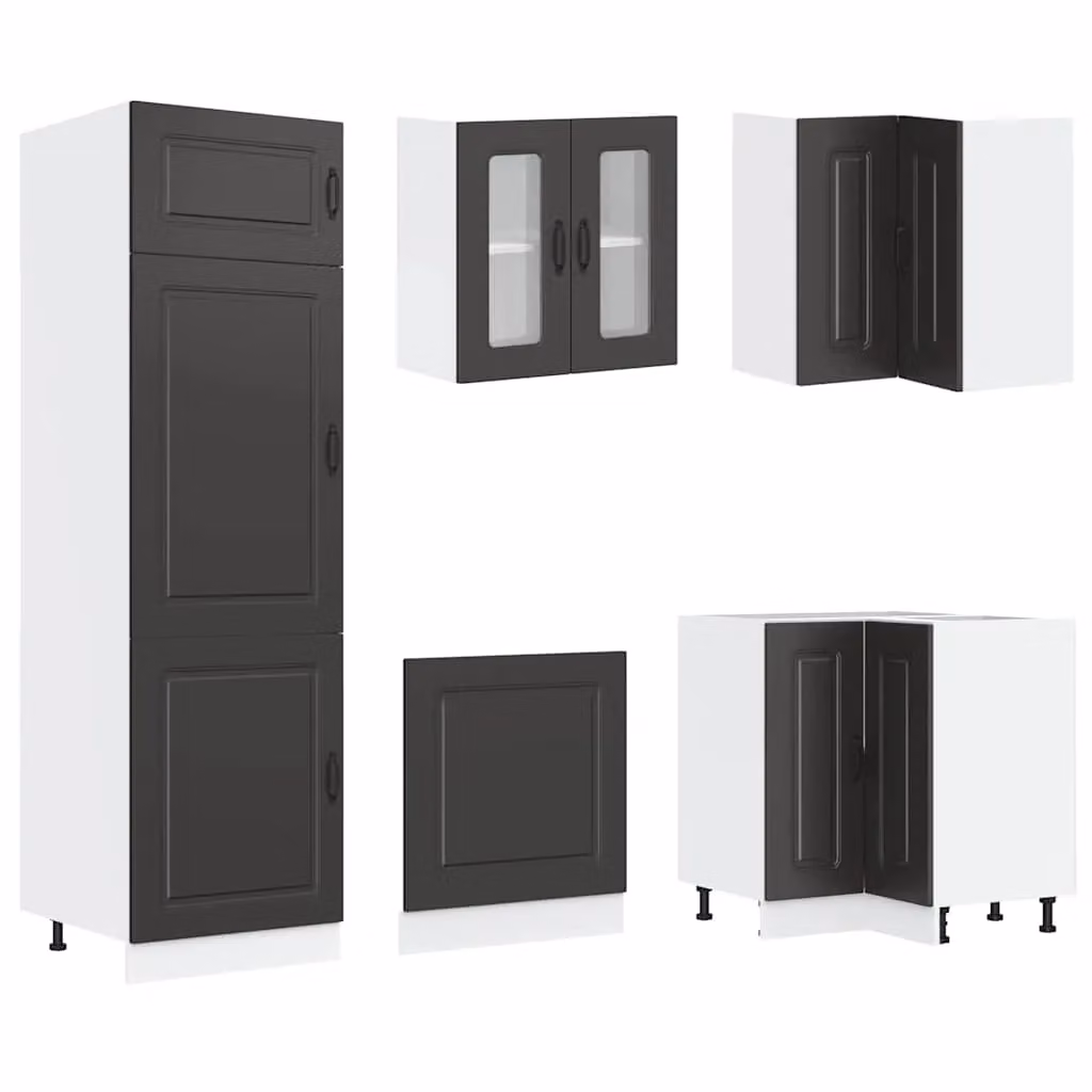 Berkfield Home Kalmar 14 Piece Modern Kitchen Cabinet Set in Black Matt MDF – 3