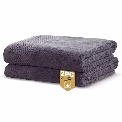 Rapport Home Eden Weave 2-Pack Cotton Bath Towels in Steel Grey, W/H: 70 x 120 cm – 3