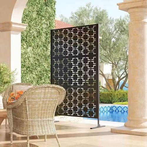 Outsunny Black Metal Freestanding Outdoor Privacy Screen, H 198.0 x W 122.0 x D 45.0 cm – 6