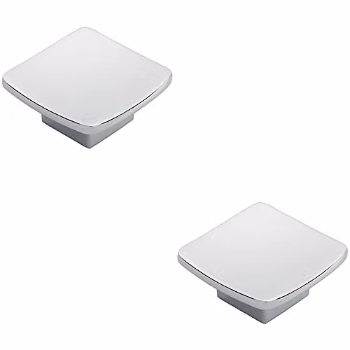 Loops 2 Pack Square Curved Polished Chrome Cupboard Door Knobs, 45 x 45 mm