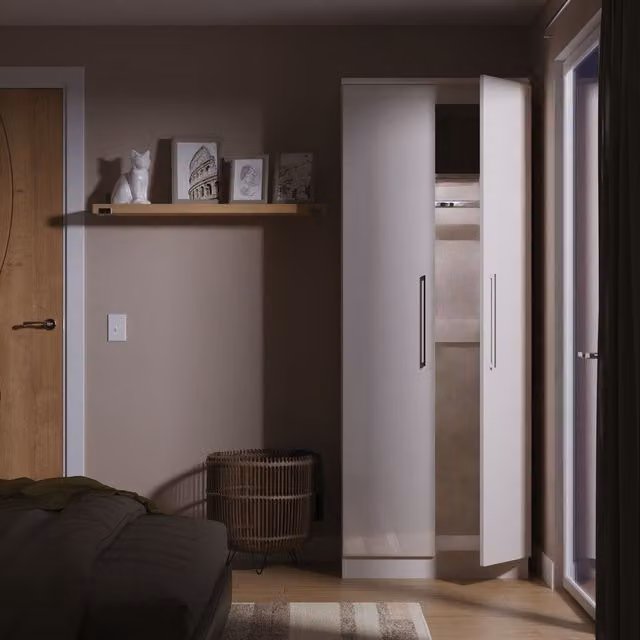 2 U Lyon Tall Plain Double Wardrobe in Taupe with Integrated Lighting