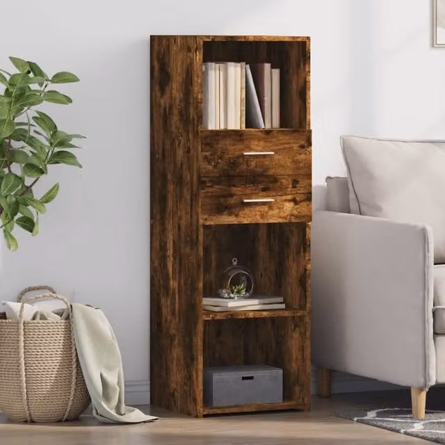 Berkfield Home Modern Highboard in Smoked Oak, Brown, W/D/H: 40 x 42.5 x 124 cm