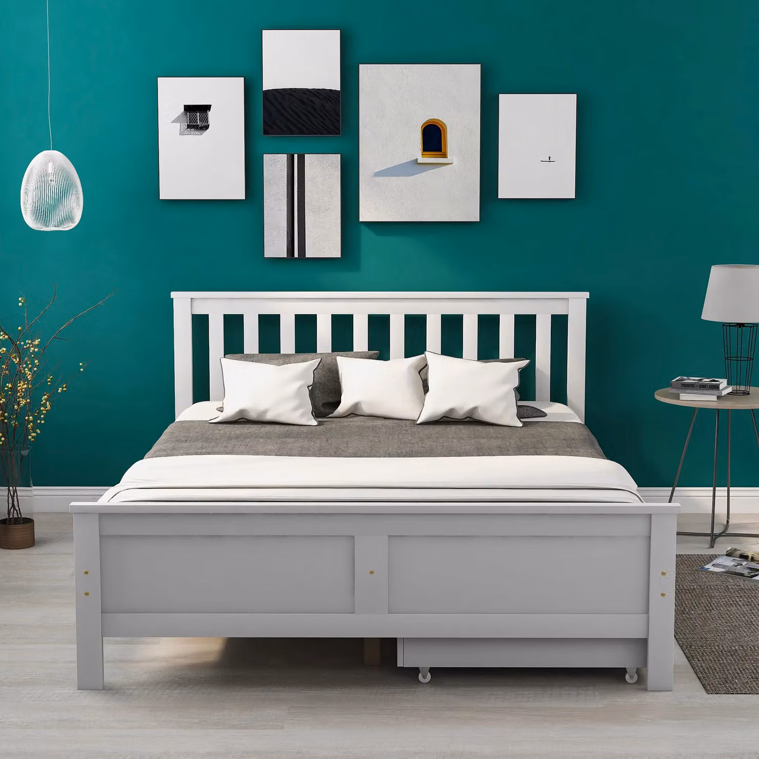 Matteo White Solid Pine Storage Bed with Drawers, Single Size – 4