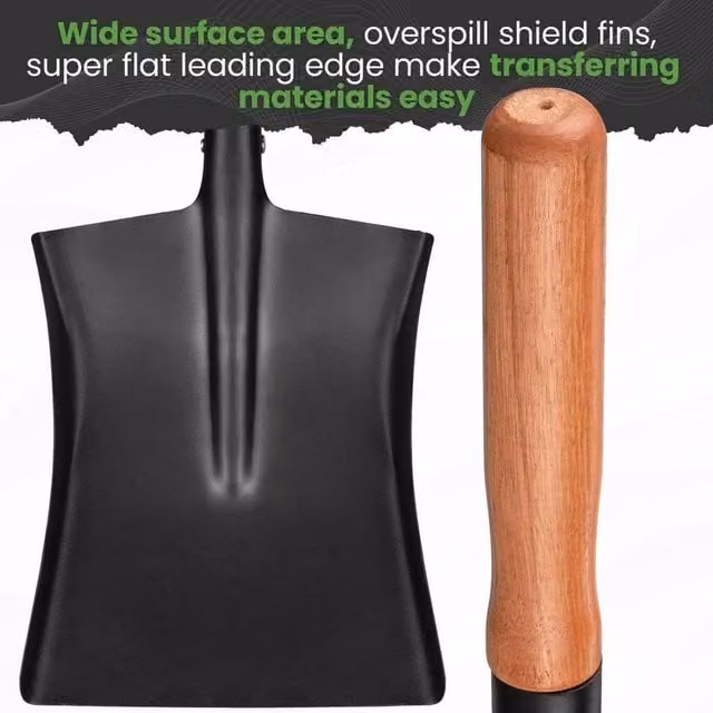 EONLION Black Metal Hand Coal Shovel with Wood Handle