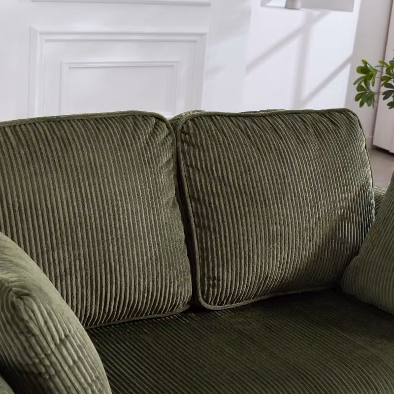 HOMCOM 2 Seater Upholstered Loveseat Sofa in Green with Spring Core Cushions and Scatter Pillows, Width: 140 cm – 7