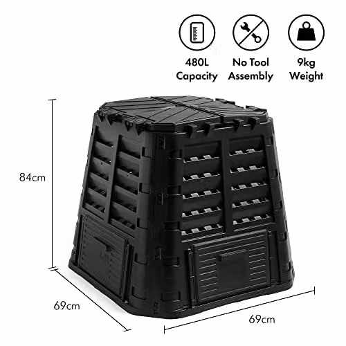 VonHaus 480L Garden Compost Bin in Black – 5