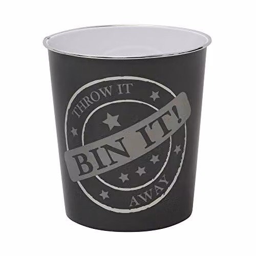 JVL Small Bin It Waste Paper Bin in Grey, Silver or Black, W/D/H: 24.5 x 24.5 x 26.5 cm – 1