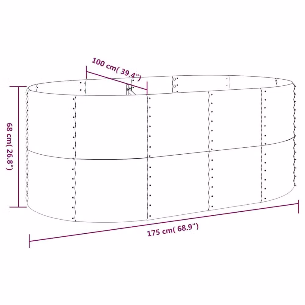 Berkfield Home Garden Powder-coated Steel Raised Bed in Anthracite Grey, W/D/H: 175 x 100 x 68 cm – 4