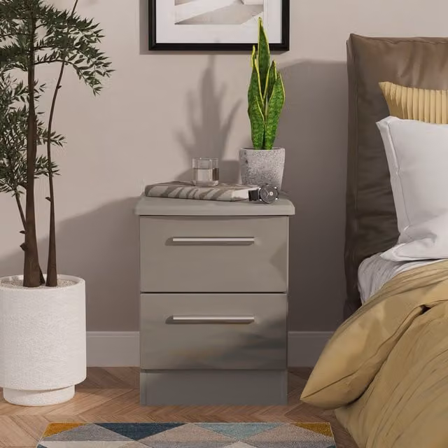 2 U Windsor 2 Drawer Bedside Cabinet in Dark Grey, Ready Assembled – 1
