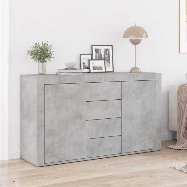 Berkfield Home Modern Grey Engineered Wood Sideboard W/D/H: 120 x 36 x 69 cm