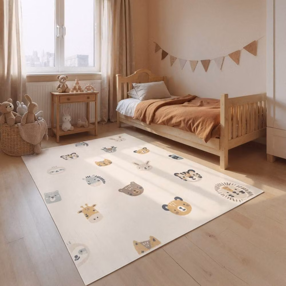 THE RUGS Adventures Kids Tiny Zoo Rug, Cream and Multicolour, W: 290 cm, D: 200 cm – 3