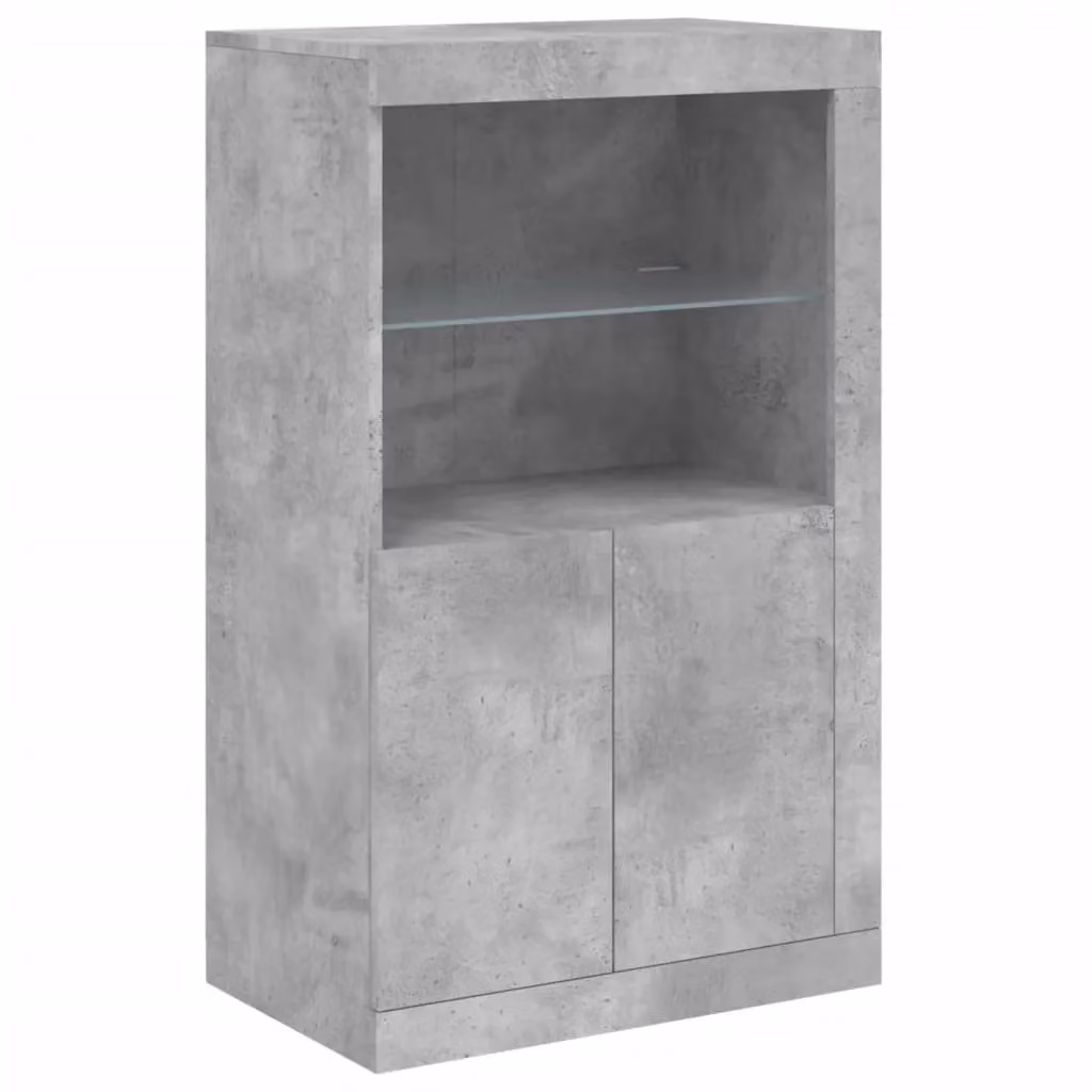 Berkfield Home Modern Side Cabinet in Concrete Grey with Integrated LED Lighting and Glass Doors – 2